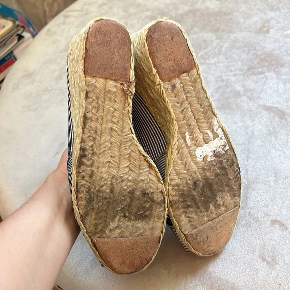 Ralph Lauren Sz 8.5-9 Blue White Coastal Nautical Espadrille